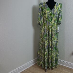 Taylor Foral Green and Purple Women's Dress Size 8